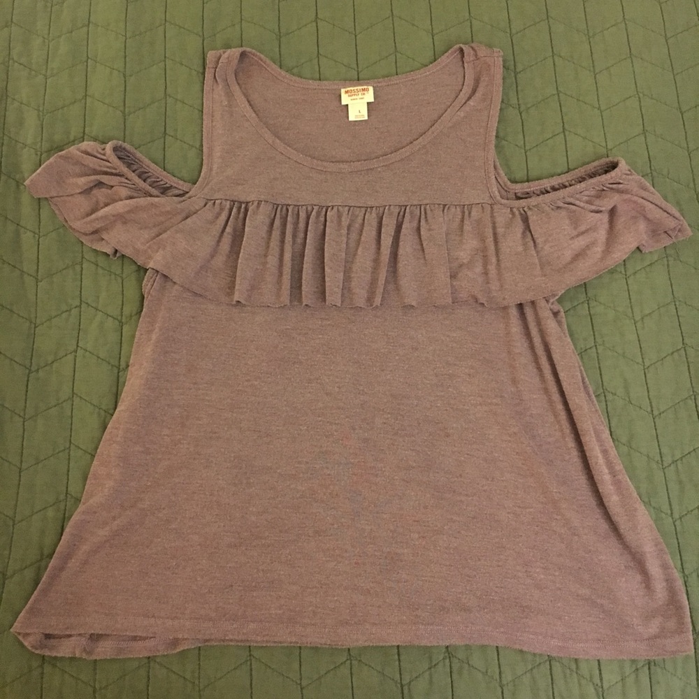 Purple cold shoulder shirt